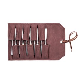 Stapable Tool Bag, 16 oz Waxed Canvas Tool Roll Bag, Small Tool Bag for Chisels, Hammers and Gouge Chisels - Khaki