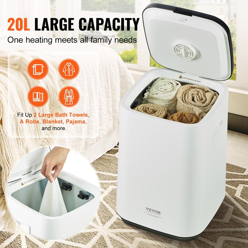 VEVOR Towel Warmer 20L, Towel Warmer Bucket with 24h Delay