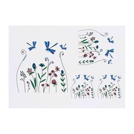 4 x 'Dragonflies In Wildflowers' Temporary Tattoos - Water Resistant, Skin-Safe, Non-Toxic Transfers, Mixed Sizes (TO00083592)