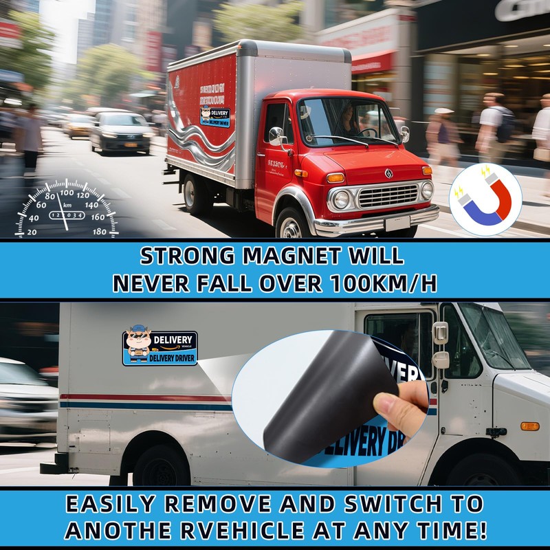 Delivery Driver Magnet for Car, Reflective Caution Frequent Stops Car