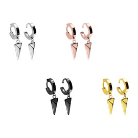 FILANGO 1 Pair of Titanium Ear Clicker Hoop Earrings, Movable Triangle, Choice of Colours, Titanium (grade 23)