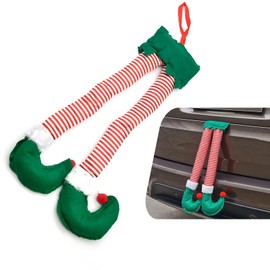 dawfall 1 PC Car 9.84" x 19.29" Trunk Christmas Decoration Pendant, Christmas Plush Christmas Elf Leg Car Body Pendant, Holiday Atmosphere Home and Car Dual-Purpose Accessories (Multicolored)