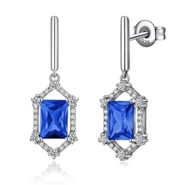 Dangle Drop Earrings Silver Dangle Earrings Drop Stud Earrings CZ Earrings for Women Sterling Silver Dangle Earrings Blue Cubic Zirconia Drop Earrings Luxury Dangle Earring ZDaoBen
