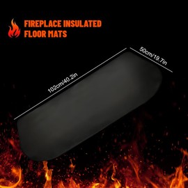 Lotvic Fireproof Indoor Fireplace Mat, 40x20'' Fiberglass Hearth Rugs for Fireplaces, Anti-Slip Flame-Resistant Pad, Ember Protection Mat for Fireplace Stove Indoor Outdoor (Black, 102x50cm)