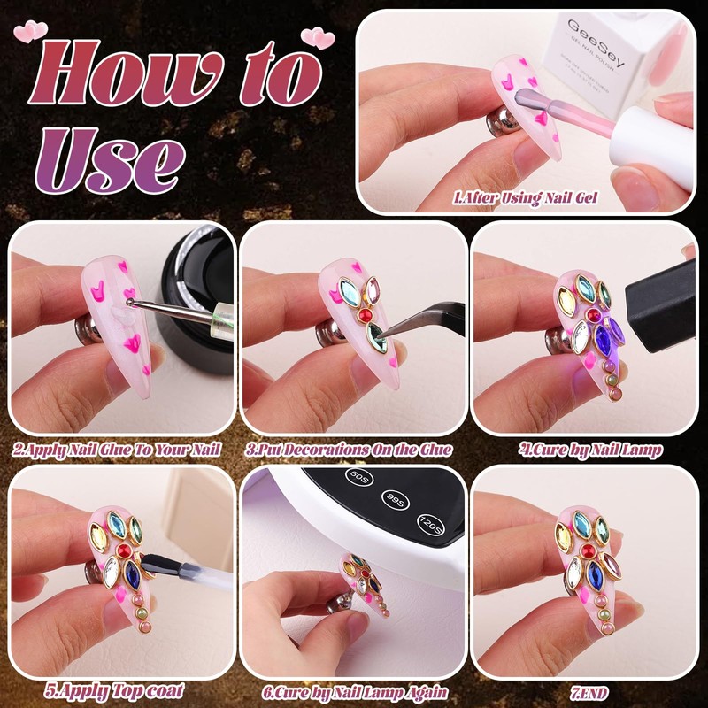 Luxury 3D Nail Charms Rhinestones Bangle Nail Charms and Gems