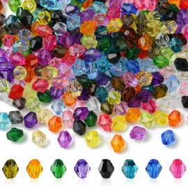 KitBeads 2928pcs 6mm Mixed Colors Acrylic Bicone Beads Transparent Faceted Barrel Beads Mini Bicone Shape Loose Beads for Jewelry Making Bracelets