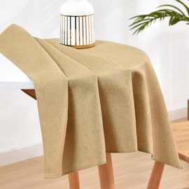 Wolkemer Small Square Tablecloth 36 x 36 Inch Faux Linen Khaki Coffee Table Cover Water-Resistant Farmhouse Decorative Fabric End Table Cloth for Nightstand Bedside Tabletop Decoration