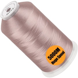 New brothread - Single Huge Spool 5000M Each Polyester Embroidery Machine Thread 40WT for Commercial and Domestic Machines - Beige Gray(Janome Color)