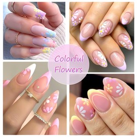 5 Sheets Flower Nail Stickers, 5D Embossed Nail Decals Summer Self Adhesive Colorful Floral Daisy Heart Nails Supplies Flower Nail Art Design Manicure Accessories for Women Girls Nail Decoration