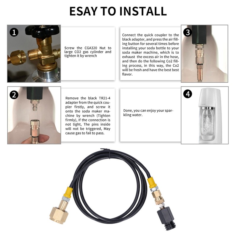 Soda Refill Adapter CO2 Cylinder Cartridge Fill Tank Connector with