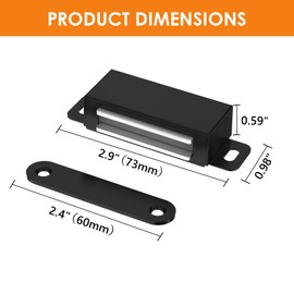 Dolenor Cabinet Magnets 12 Pack, Cabinet Door Magnets Hardware with Strong Magnetic, Magnetic Door Catch Stainless Steel for Cupboard Drawer Kitchen Wardrobe Black(Strength 15KGS)