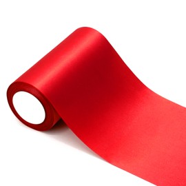 ADVcer 6 inch Christmas Red Satin Ribbon, 24 yard Long Solid Fabric Ribbon for Christmas Wedding Decoration, Grand Opening Ceremony, Gift Wrapping, Craft Car Door Bow, Chair Sash, Indoor Outdoor Party