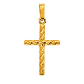 JewelStop 14K Solid Yellow Gold Shiny Cross Charm Pendant
