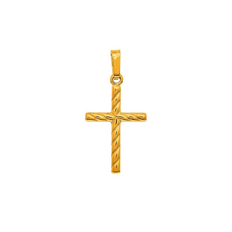 JewelStop 14K Solid Yellow Gold Shiny Cross Charm Pendant
