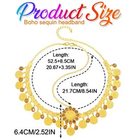 GORAIS Gold Head Chain Coin Headband Forehead Headpiece Egyptian Costume Hair Accessories for Women