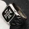 Stainless Steel Crusade Cross Biker Ring (Silver, Z+1)