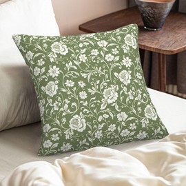 KiuLoam Sage Green Floral Pillow Covers 20x20 Set of 2 Spring Country Vintage Flower Decorative Throw Pillow Covers Outdoor Sofa Pillow Cases Farmhouse Cushion Covers Home Couch Bed Decor