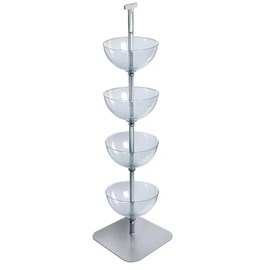 Azar Displays Tiered Bowl Floor Display with Flat Base, 4 Tiers, 14"D, Clear