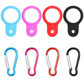 4 Pcs Water Bottle Hanging Buckle Clip Portable Mineral Holder Carabiner Nylon Backpack Belt Webbing Strap Waist Buckle for Outdoor Camping Hiking Traveling Tactical (Simple, Bright Color)