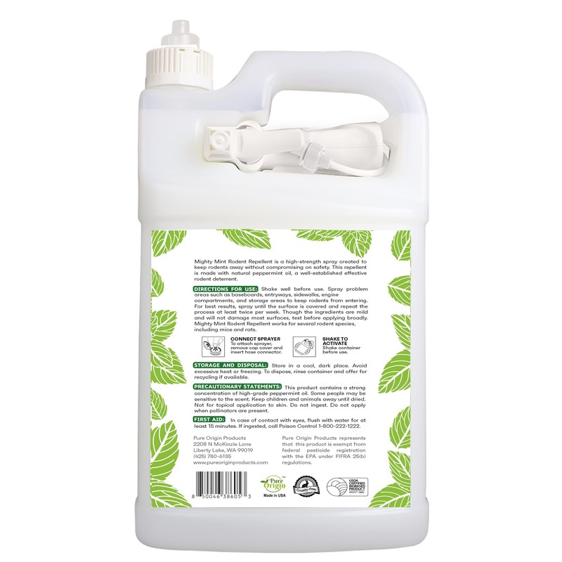 Mighty Mint Peppermint Oil Rodent Repellent Spray with Microfiber Cloth