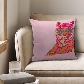 Nvotell Pink Orange Pillow Covers - Preppy Tiger Pillow Cases, Pink and Orange Tiger Throw Pillow Covers 20x20, Pink and Orange Room Decor(Pink)