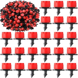 Yaocom 400 Pcs Adjustable Irrigation Drippers, 1/4 Inch Barbed Drip Emitter, 360 Degree Watering Sprinkler Suitable Anti-Clogging Drippers for 4mm/7mm Garden Watering Tubing System (Red)