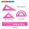 HARFINGTON 4pcs Triangular Ruler Set 15mm Aluminum Ruler Geometric Protractor
