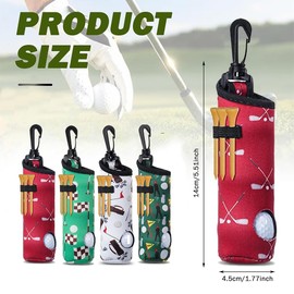 4 Pieces Golf Ball Tee Holder Neoprene Pouch Golf Ball Carry Bag Multicolor Portable Accessories for Man Woman.