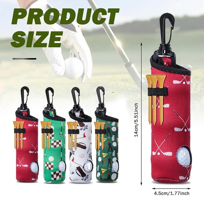 4 Pieces Golf Ball Tee Holder Neoprene Pouch Golf Ball