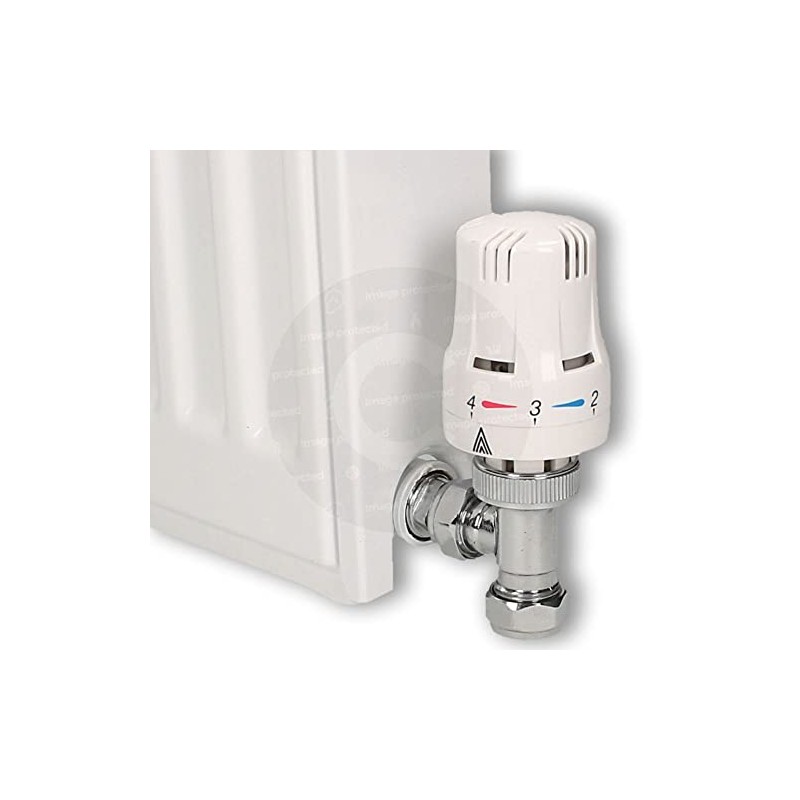 Greened House Trieste Angled White Thermostatic Radiator Valve Bi-Directional/Towel Rail