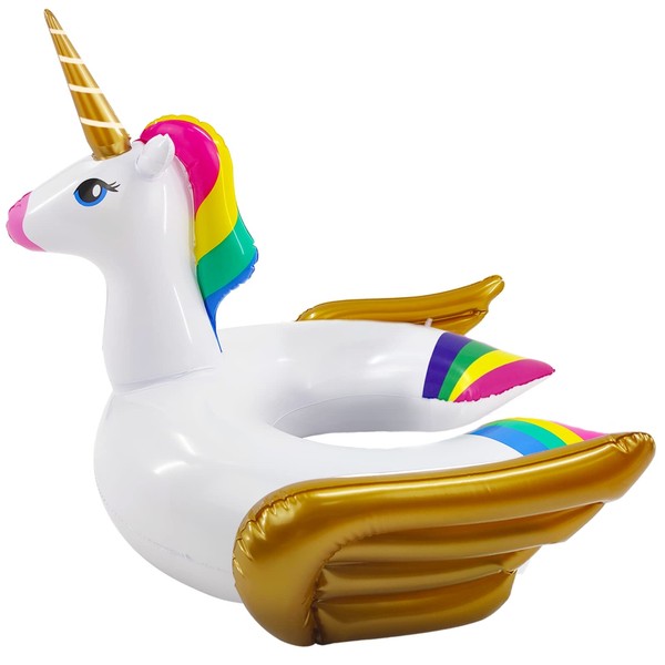 iGeeKid Pool Float for Kids Unicorn Swim Floats for Toddlers Age 3-8 Years Inflatable Floaties Unicorn Swimming Ring Ride On Party Toys for Girls Boys Summer Beach Supplies