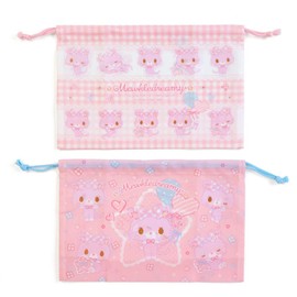 myu-kurudori-mi- Lunch Drawstring bag 2 Piece Set (Check)