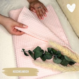 Malino Premium Baby Blanket Made of 100% Cotton - Waffle Pique 75 x 100 cm Pink - Soft Blanket for Baby & Toddler - Unisex for Girls Boys Prams - Blush Rose