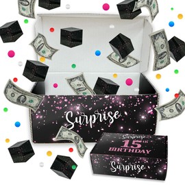BONETAT Explosion Gift Box for Money, Surprise Birthday Box, Cash Gift Box for Boys Girls, Creative Pop-Up Explosion Box for 15-Year Old, Money Gift Box, Unique Gift Ideas for Kids TeenagersB - Bb02