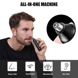 YiYunTE Barttrimmer für Herren und Damen, Nasen- und Ohrenhaarschneider, USB, wiederaufladbar, wasserdicht, Nasenhaarschneider, professioneller Haarschneider für Gesicht und Augenbrauen