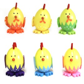 By Robelli 6pc 10cm Easter Egg Bonnet Shabby Chic Hanging Decoration Sets - Multicolour Egg, Chick & Bunny Sets for Boys & Girls (6pc Yellow Multicolour Egg Chick)