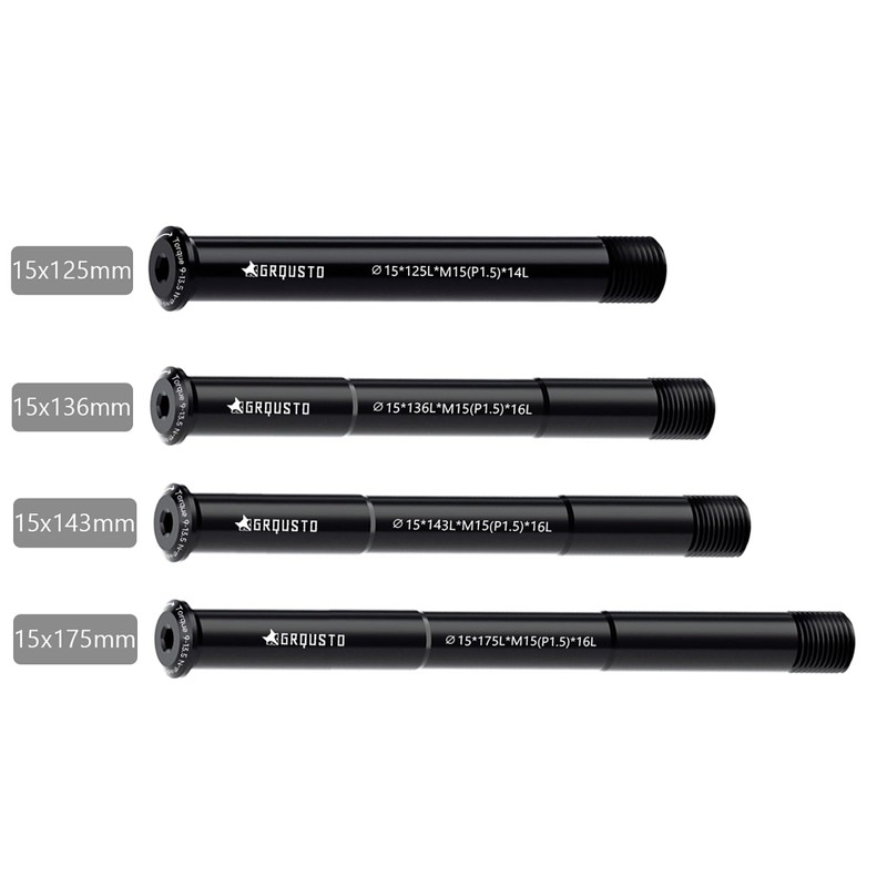 GRQUSTO 1.5mm Thread Pitch Front Rear Thru Axles for Road