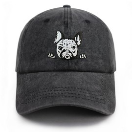 Tomalillin Embroidered Dog Baseball Hats for Women & Men, Adjustable Wash Cotton French Bulldog Hats, Dog Lover Gifts
