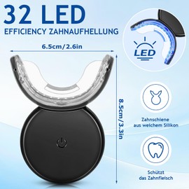 Piashow Teeth Whitening Kit, Bleaching Zähne Set mit 3Pcs Zahnbleaching Gel für Zahnaufhellung & Zähne Aufhellen, LED Hause Zahnaufhellung Bleaching Set, Zahnaufhellungsset für Weiße Zähne, Schwarz