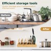 Wisreach Bamboo Pot Lid Organizer, Adjustable Kitchen Organizer for Cabinet,