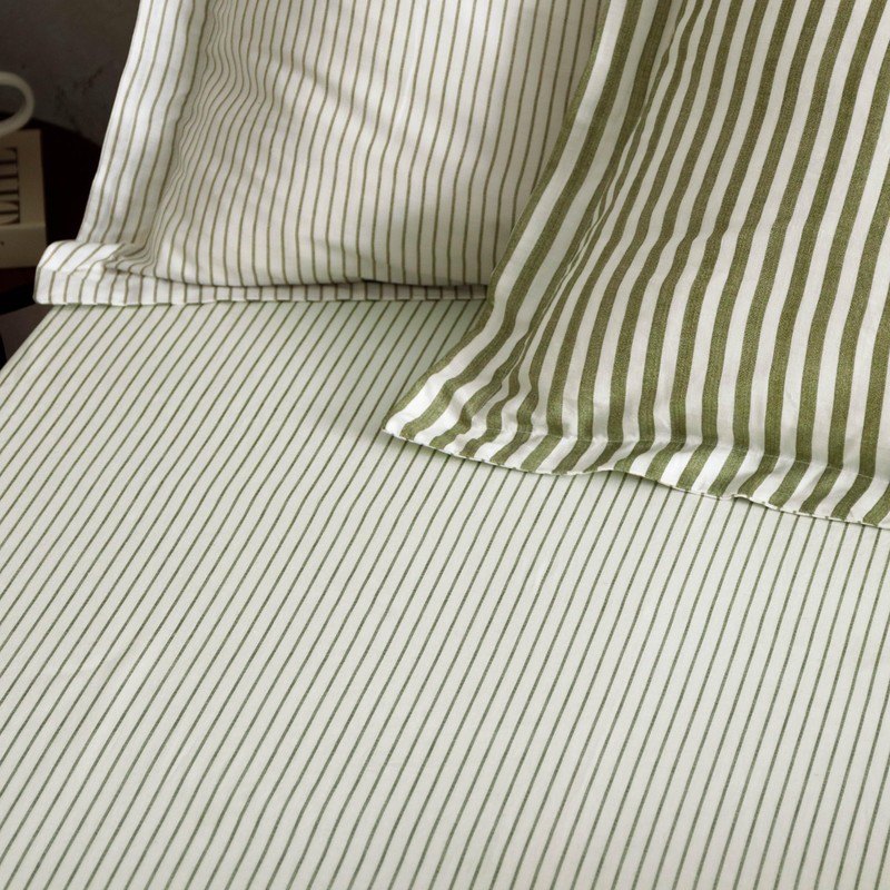 Yard Hebden Mélange Stripe Cotton Fitted Sheet - Super King