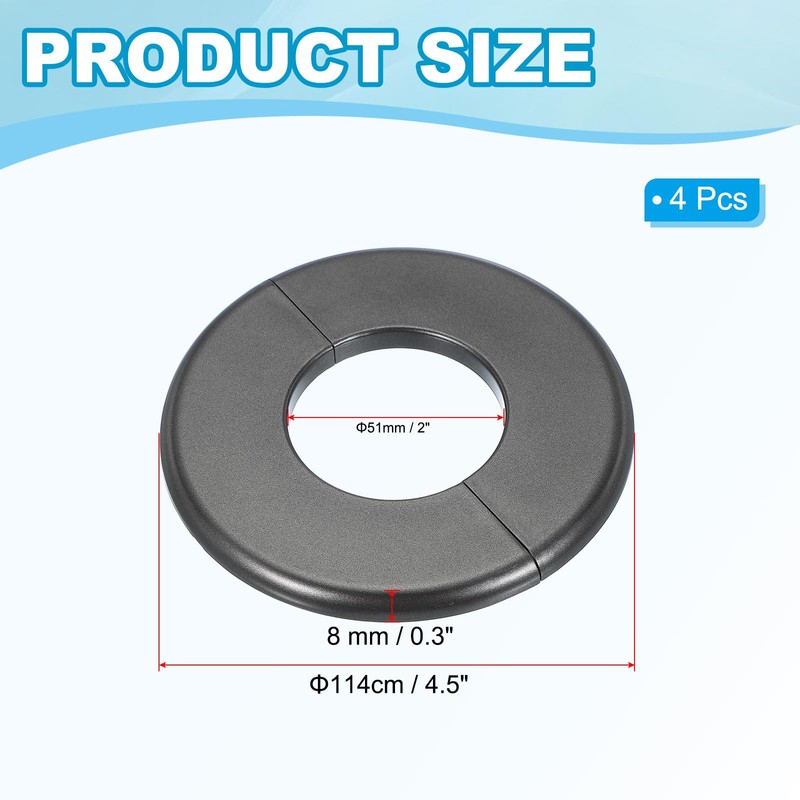 PATIKIL Wall Split Flange 2"/51mm, 4Pcs ABS Round Self-Adhesive Escutcheon