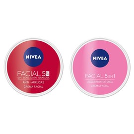 Nivea Crema Facial Antiarrugas Hidratante 5 En 1, Cuidado Natural 24 hora de Humectación + Crema Facial Aclarante Hidratante 5 En 1, Aclarado Natural 24 hora de Humectación con FPS 15, 200 ml