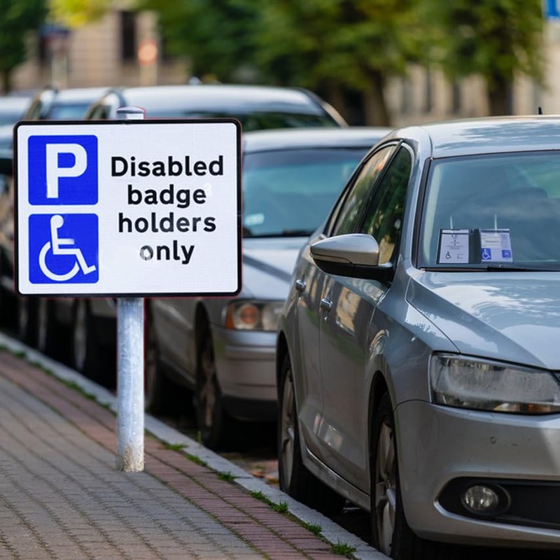 Disabled Badge, PU Leather Disabled Badge Holder for Car, Blue