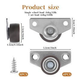 Set of 4 Mini Caster Wheels for Furniture,Side Mount Casters,Heavy Duty Low Profile Castor Wheels with Silent Ball Bearing with 360 Degree Swivel and Brakes, Ideal for Home and Office Use(1inch)
