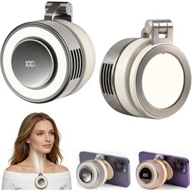 hepanio Clip On Fan,Small Fan Clip on for Shirt & Waist 3 in 1 Portable Silent Mini Bladeless Fan Magnetic Phone Fan Magsafe Compatible with Fill Light,Clip & Desktop Dual Use,360° Clip On Fan