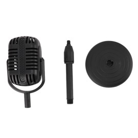 Antique Microphone Decor with Stand Black Realistic Lightweight Retro Microphone Props Model for Decorations Pretend Play