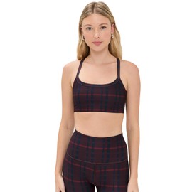 Beyond Yoga Women's Softmark Slim Racerback Bra, Dark Cherry Preppy Plaid, XS
