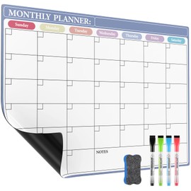 MaxGear Monthly Magnetic Calendar for Refrigerator, 16x12 Dry Erase Fridge Calendar Whiteboard with Stain-Resistant Surface, No Ghosting - Reusable Planning Board with 4 Markers & 1 Eraser