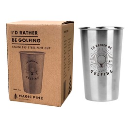 Magic Pine I'd Rather Be Golfing Stainless Steel Pint Cup Tumbler - Funny Golf Gift for Golfers, Guys, Gals - Use at Home, Putting, Tee Box, Office, Travel, as A Father's Day or Birthday Gift For Men